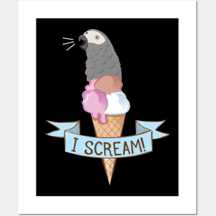 Congo African Grey Ice Cream Parrot Posters and Art